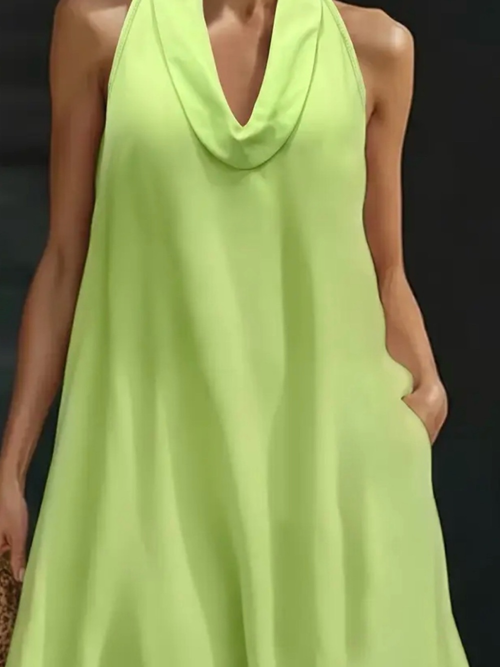 Sleeveless Cowl Neck Maxi Dress in Lime Green - Picture 2 of 4